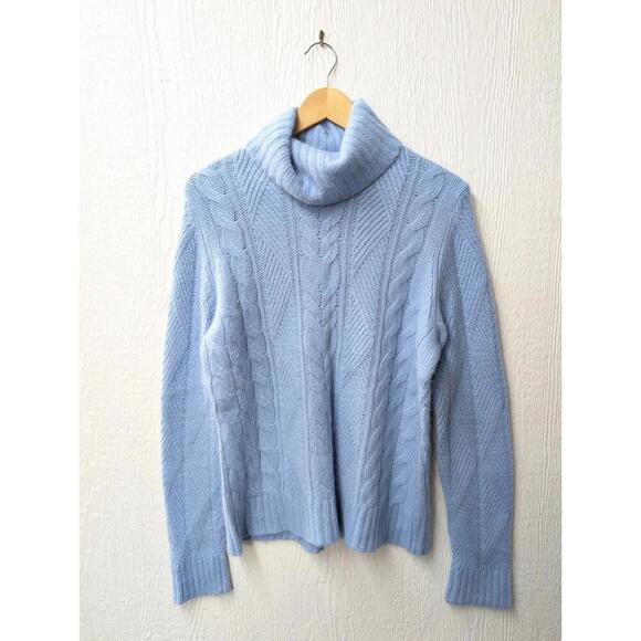 Vintage Sarah Spencer Angora Wool Light Blue Turtleneck Sweater Size XL - Picture 1 of 4